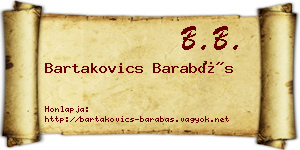 Bartakovics Barabás névjegykártya